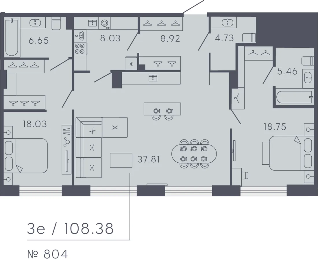 Планировка: Квартира 108 м² в «17/33 Петровский остров»