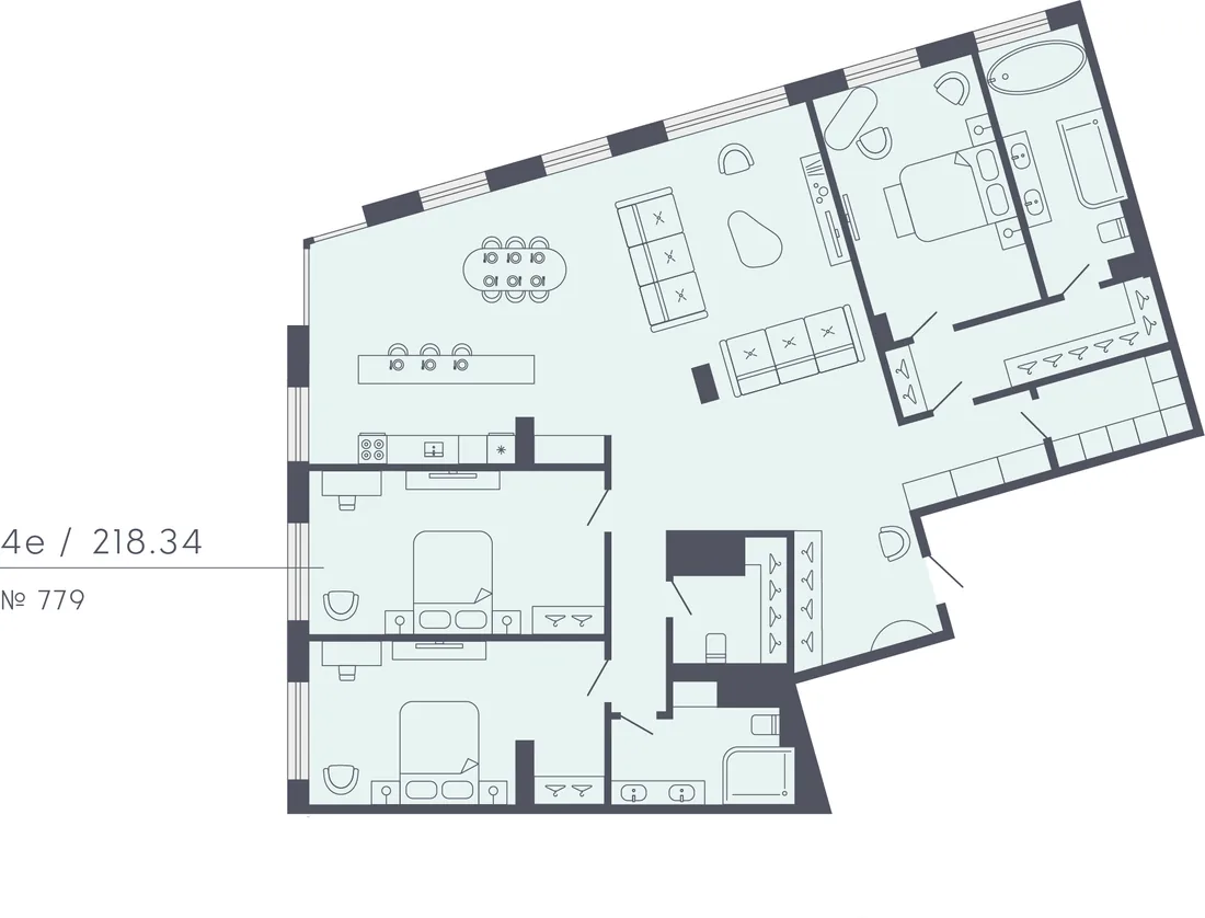 Планировка: Квартира 218 м² в «17/33 Петровский остров»