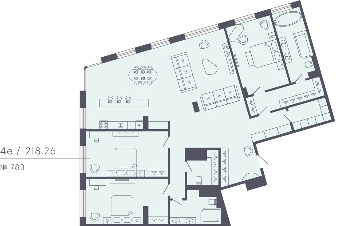 Планировка: Квартира 218 м² в «17/33 Петровский остров»
