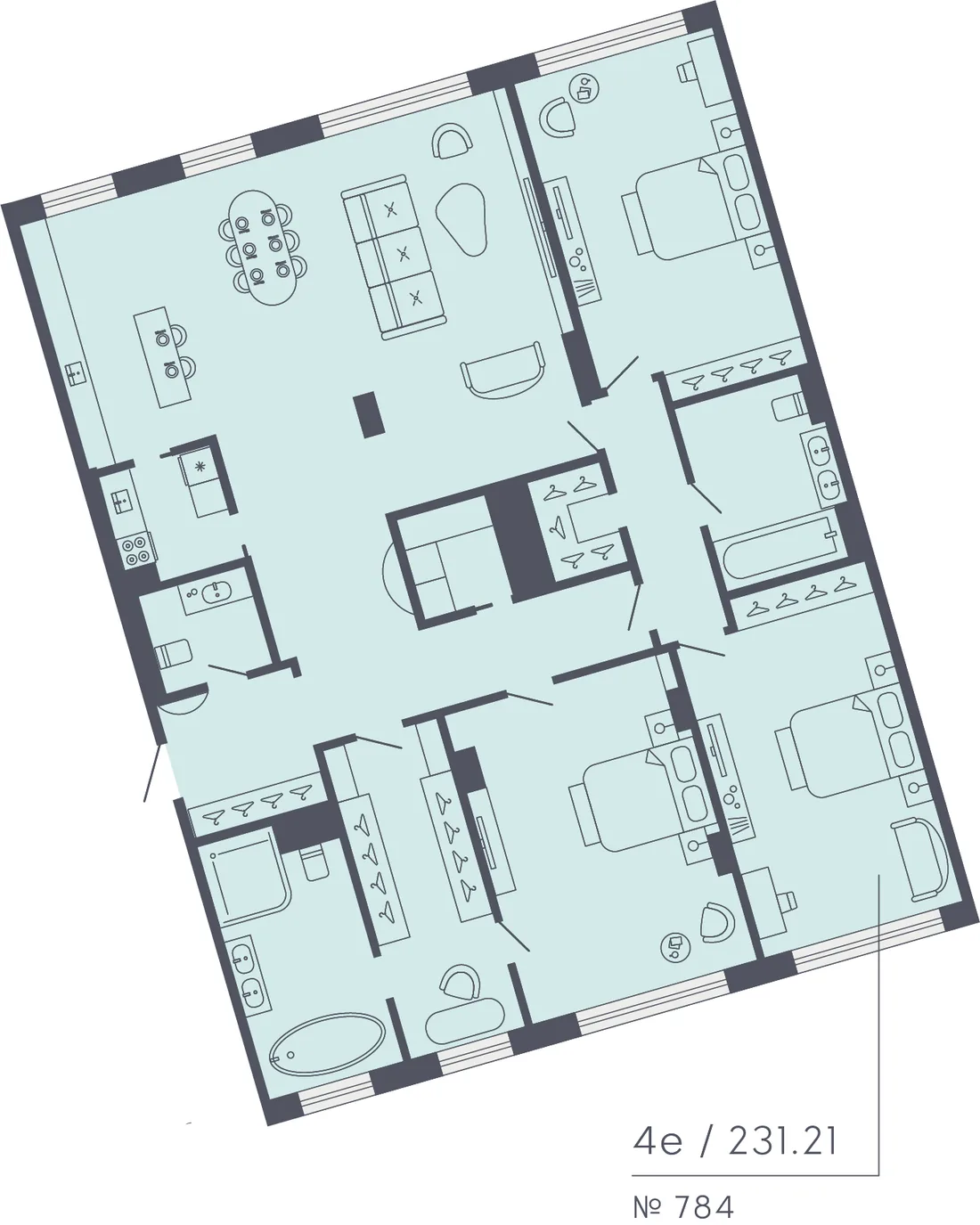 Планировка: Квартира 231 м² в «17/33 Петровский остров»