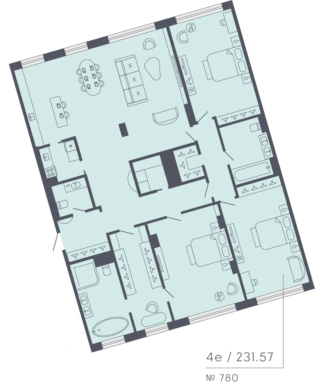 Планировка: Квартира 232 м² в «17/33 Петровский остров»