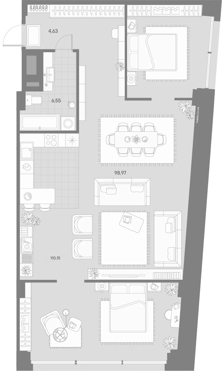Планировка: Квартира 111 м² в «AVANT»