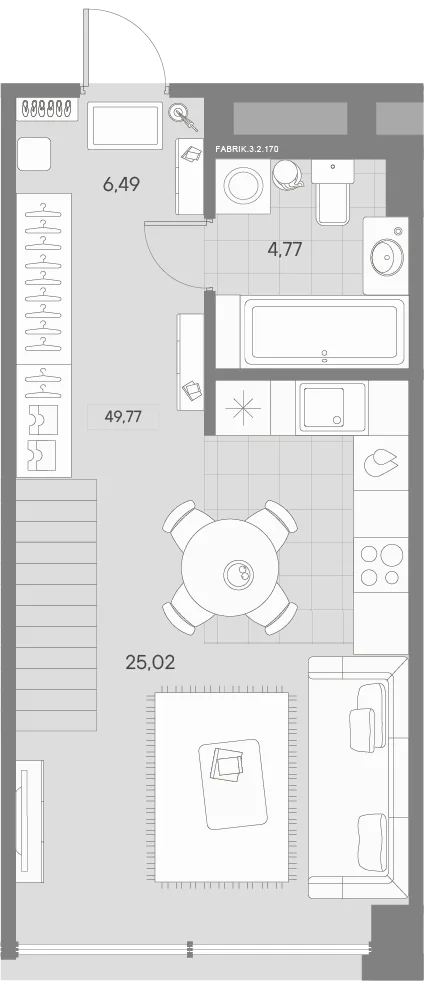 Планировка: Однокомнатная квартира 50 м² в «AVANT»