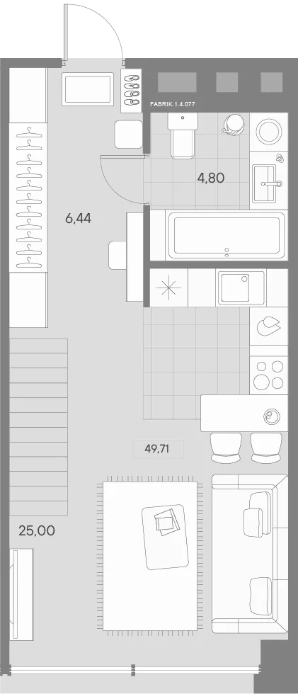 Планировка: Однокомнатная квартира 50 м² в «AVANT»