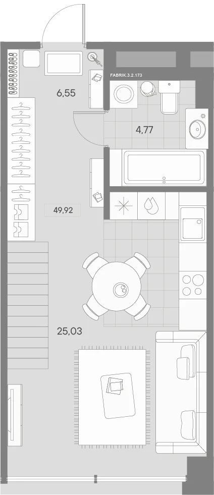 Планировка: Однокомнатная квартира 51 м² в «AVANT»