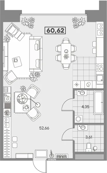 Планировка: Квартира 61 м² в «AVANT»