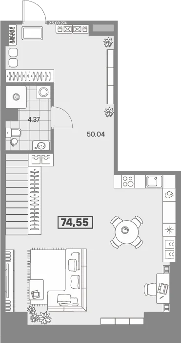 Планировка: Квартира 74 м² в «AVANT»