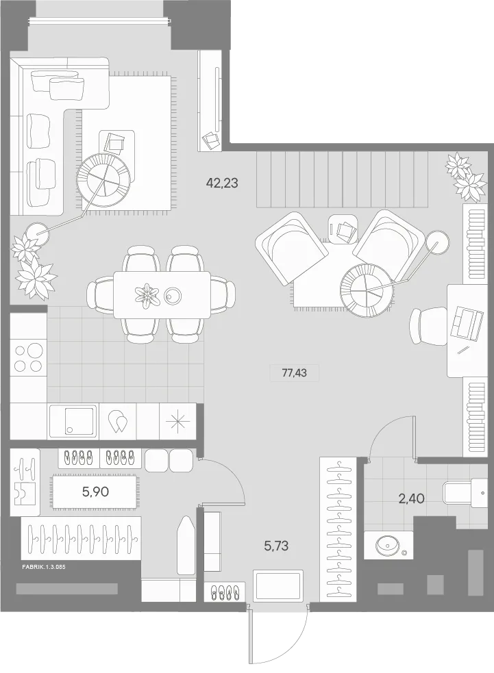 Планировка: Квартира 77 м² в «AVANT»