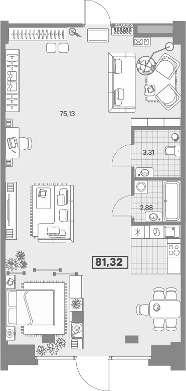 Планировка: Квартира 81 м² в «AVANT»
