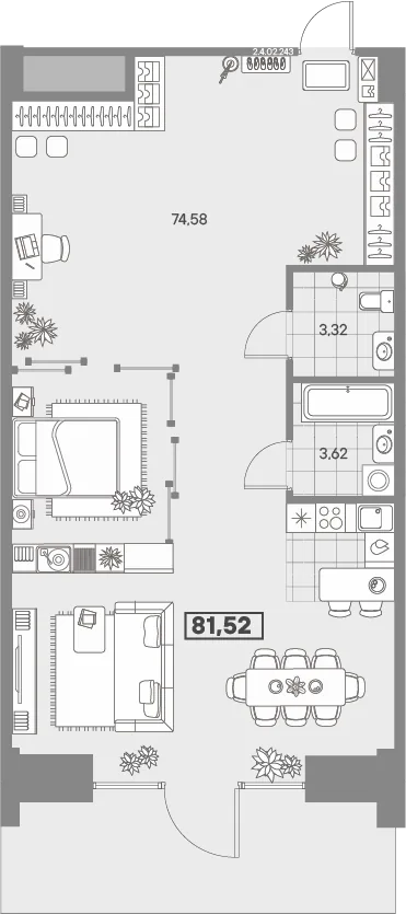 Планировка: Квартира 82 м² в «AVANT»