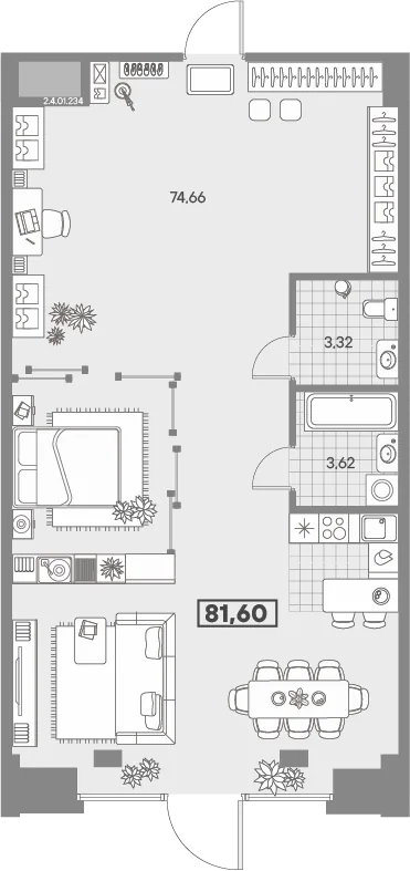 Планировка: Квартира 82 м² в «AVANT»