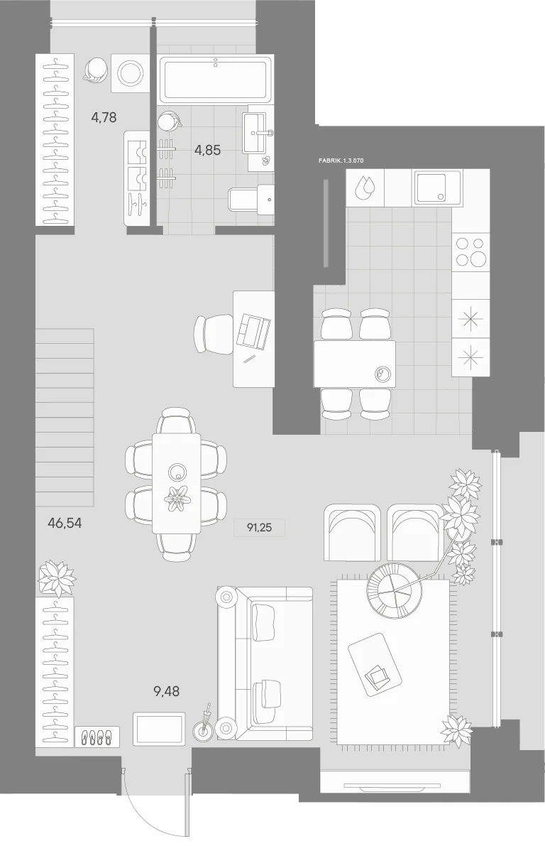 Планировка: Квартира 91 м² в «AVANT»
