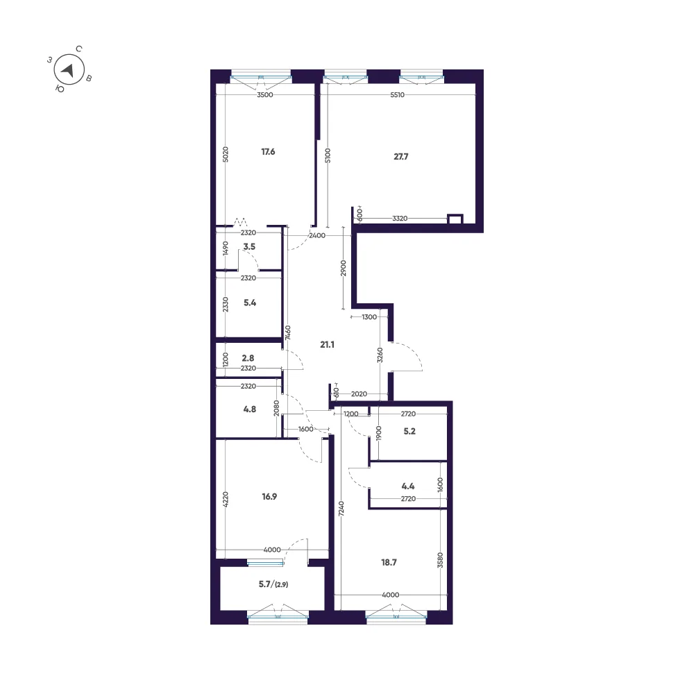 Планировка: Квартира 131 м² в «ЛДМ»