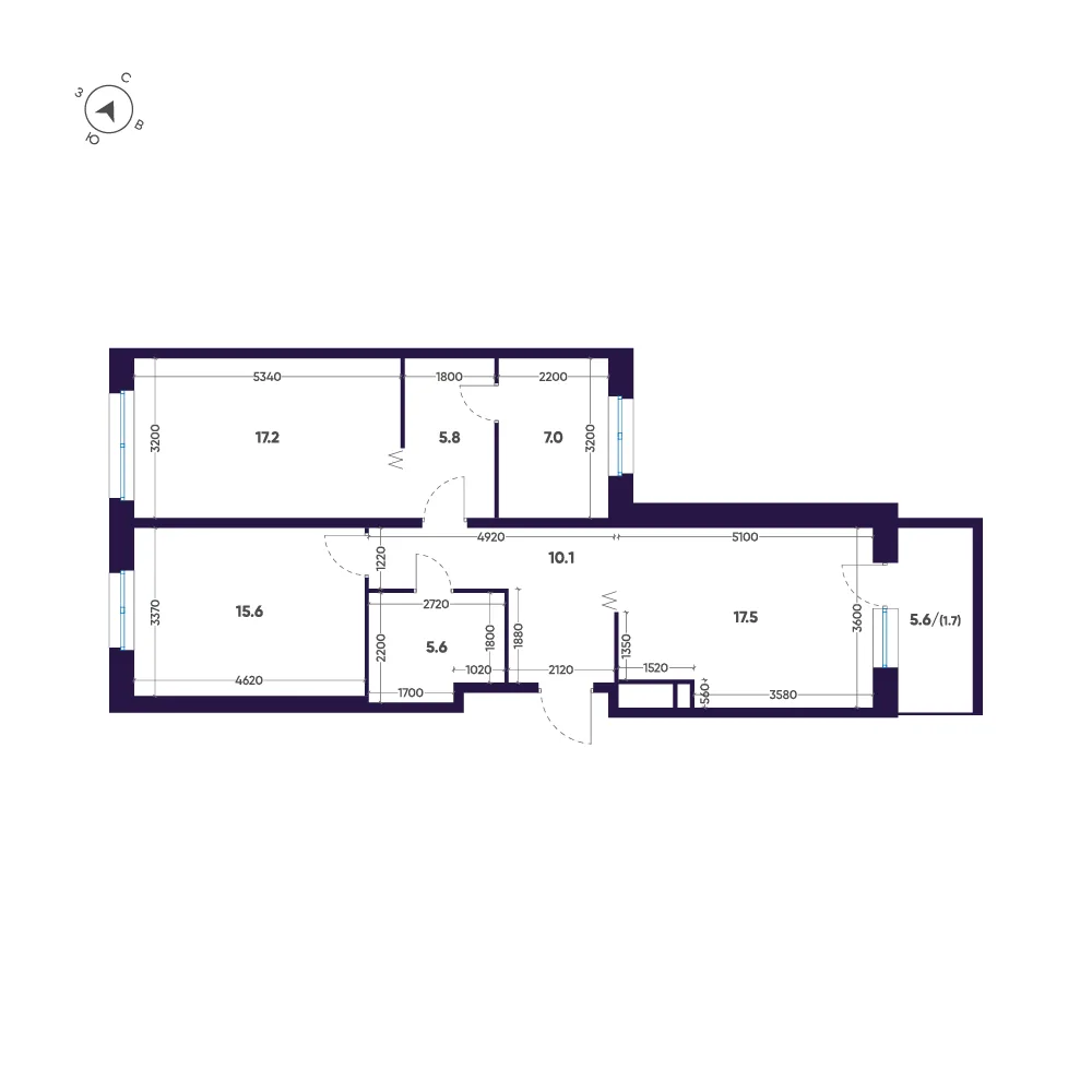Планировка: Двухкомнатная квартира 80 м² в «ЛДМ»