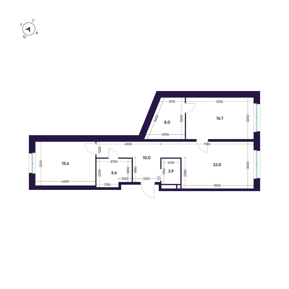 Планировка: Двухкомнатная квартира 81 м² в «ЛДМ»