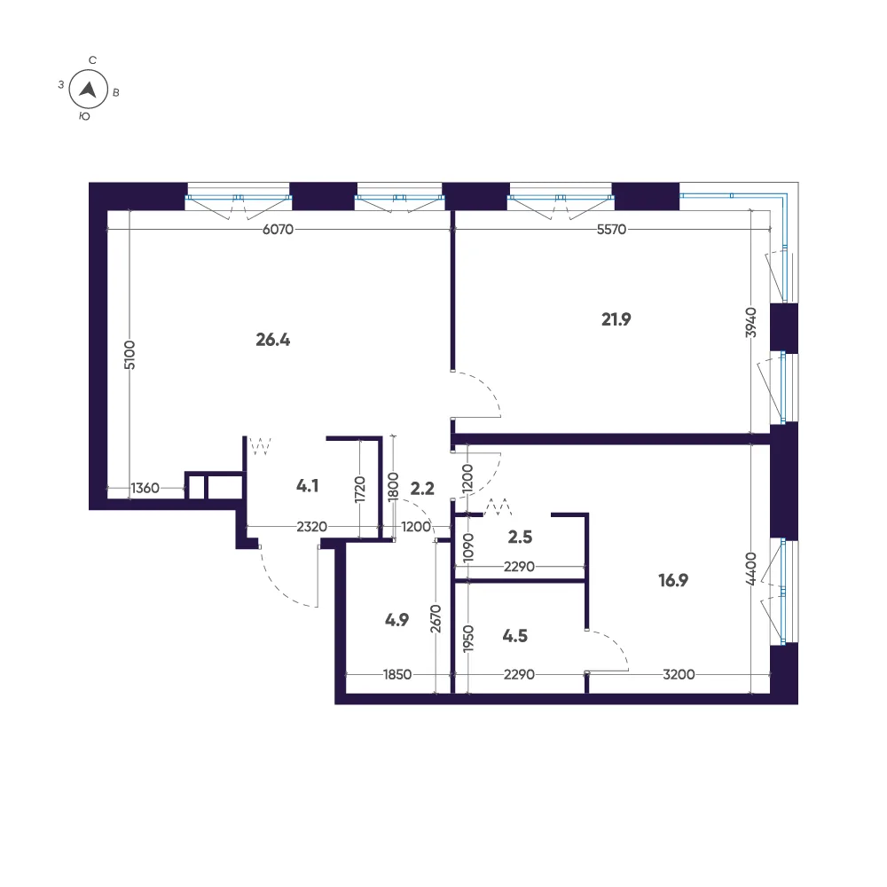 Планировка: Двухкомнатная квартира 83 м² в «ЛДМ»