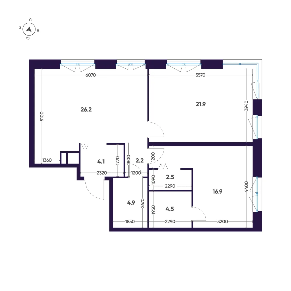 Планировка: Двухкомнатная квартира 83 м² в «ЛДМ»