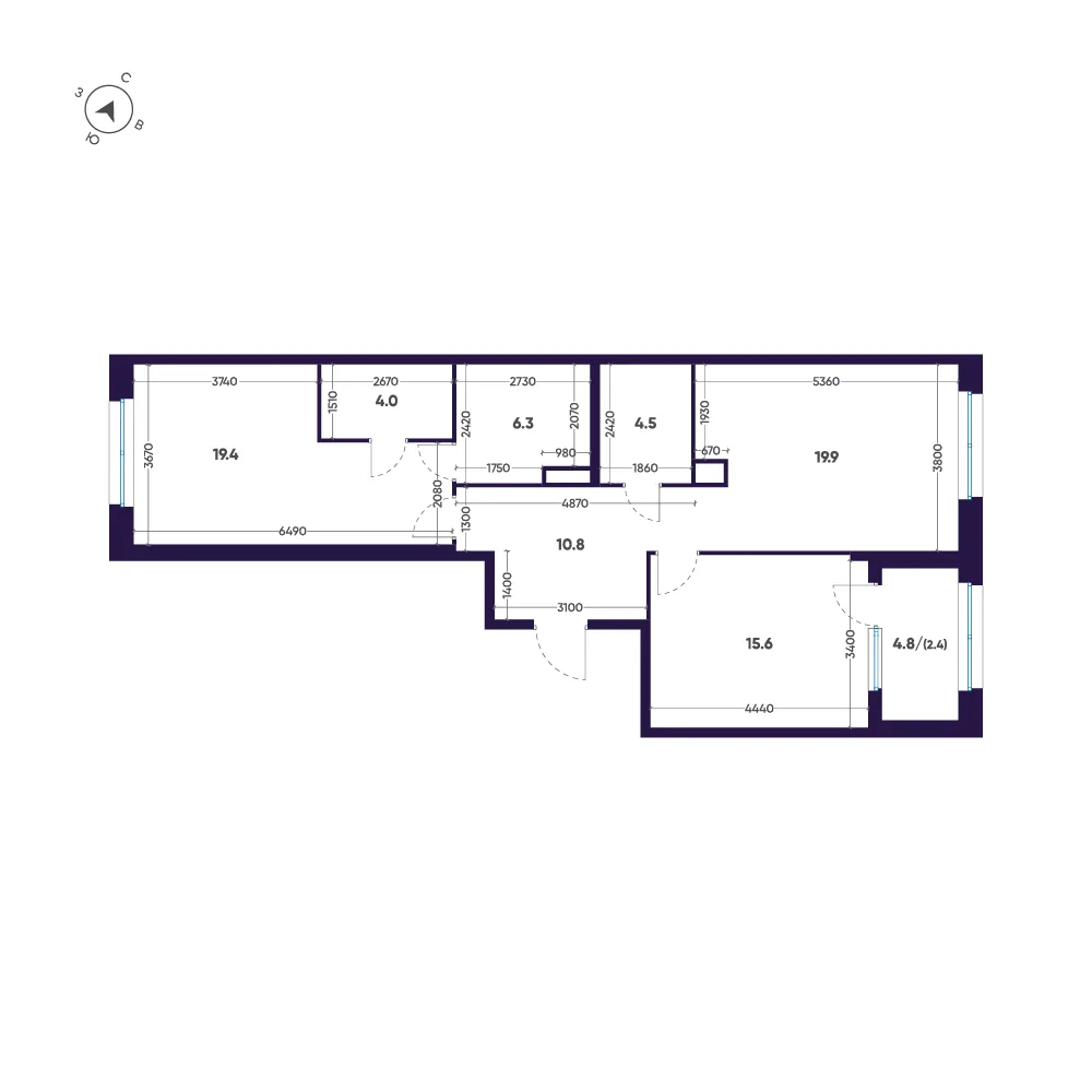 Планировка: Двухкомнатная квартира 83 м² в «ЛДМ»