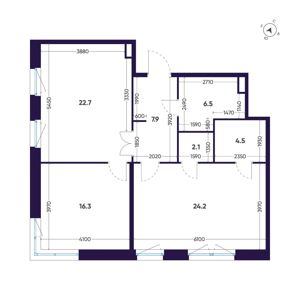 Планировка: Двухкомнатная квартира 84 м² в «ЛДМ»