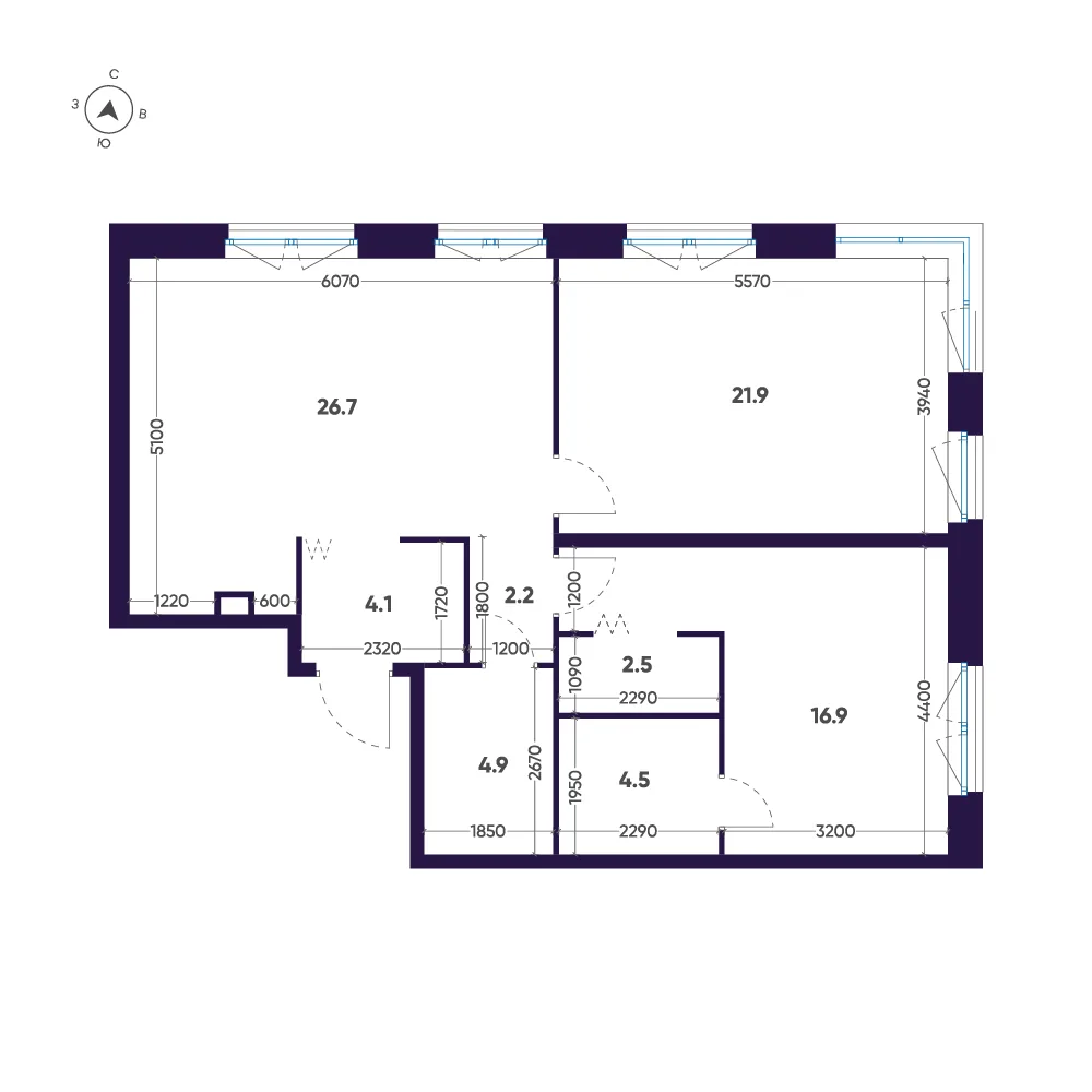 Планировка: Двухкомнатная квартира 84 м² в «ЛДМ»