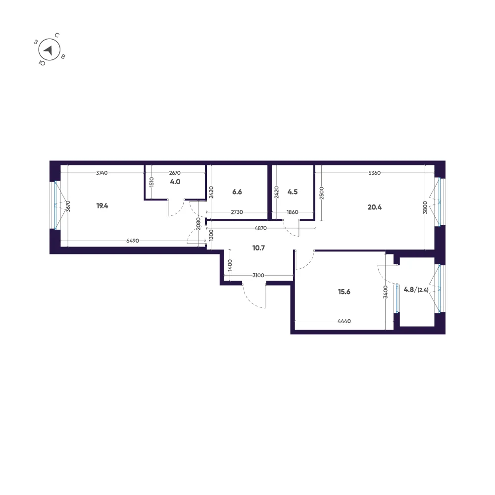 Планировка: Двухкомнатная квартира 84 м² в «ЛДМ»