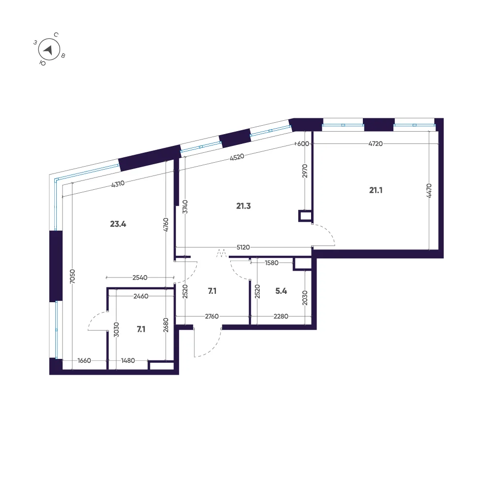 Планировка: Двухкомнатная квартира 85 м² в «ЛДМ»