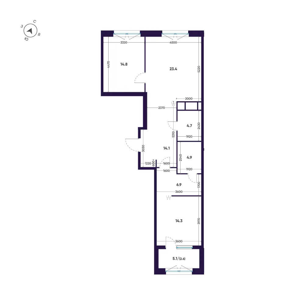 Планировка: Двухкомнатная квартира 86 м² в «ЛДМ»