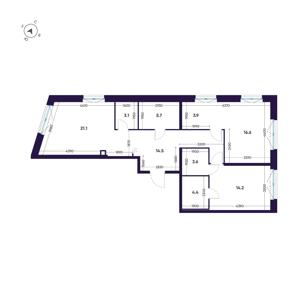 Планировка: Двухкомнатная квартира 87 м² в «ЛДМ»