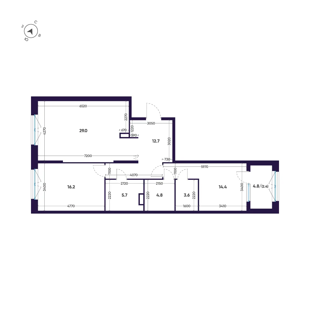 Планировка: Двухкомнатная квартира 89 м² в «ЛДМ»