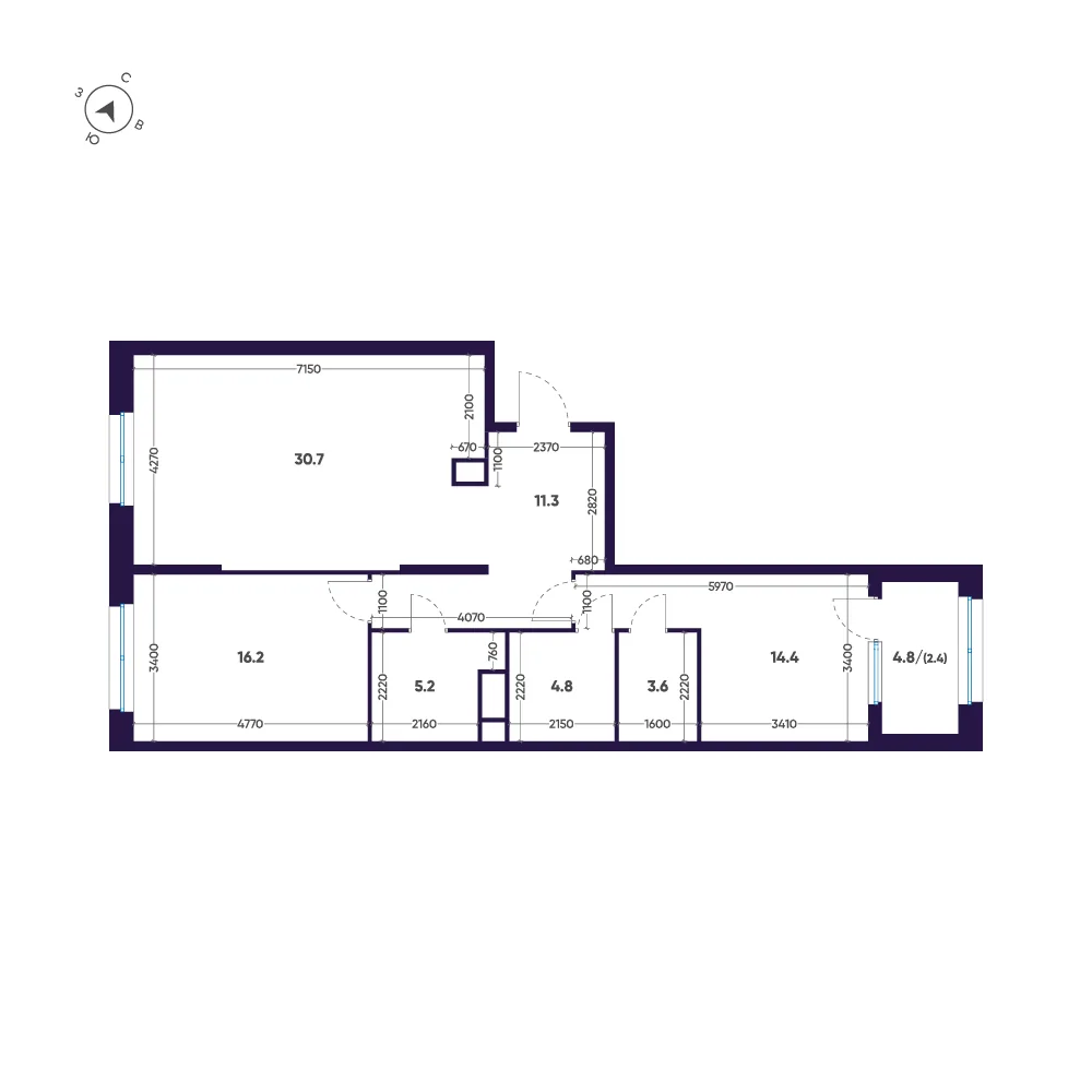 Планировка: Двухкомнатная квартира 89 м² в «ЛДМ»