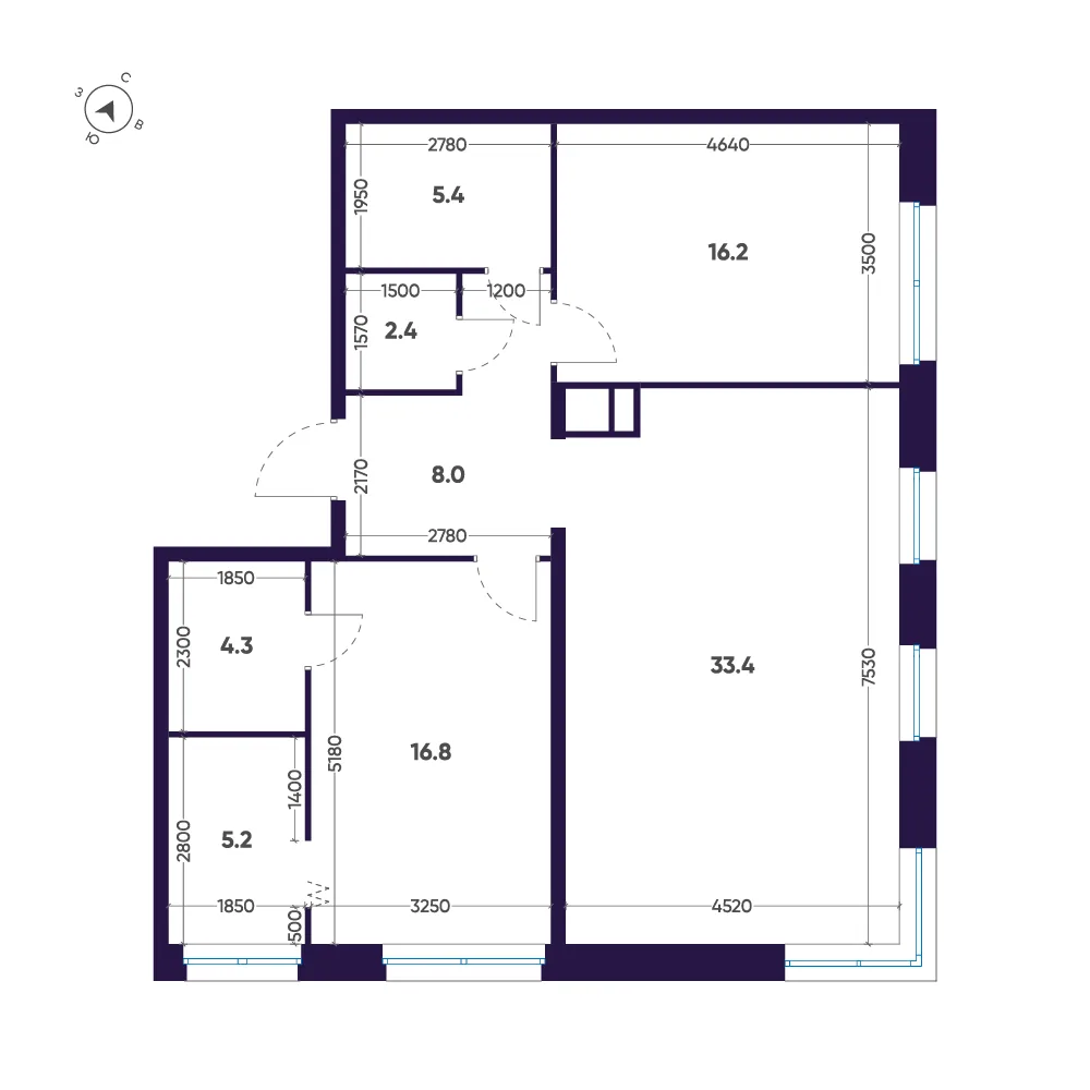 Планировка: Двухкомнатная квартира 92 м² в «ЛДМ»