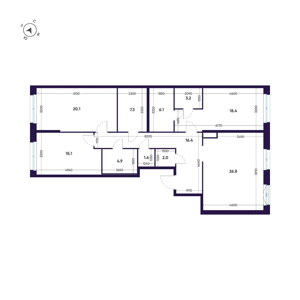 Планировка: Трёхкомнатная квартира 122 м² в «ЛДМ»
