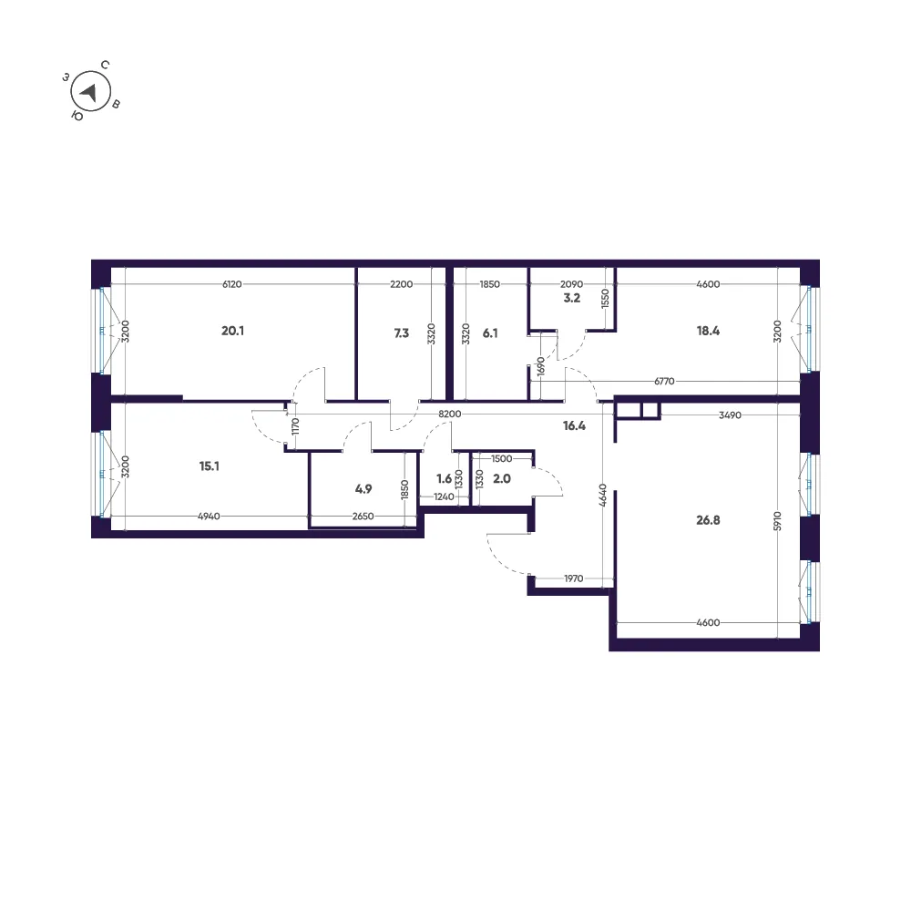Планировка: Трёхкомнатная квартира 122 м² в «ЛДМ»