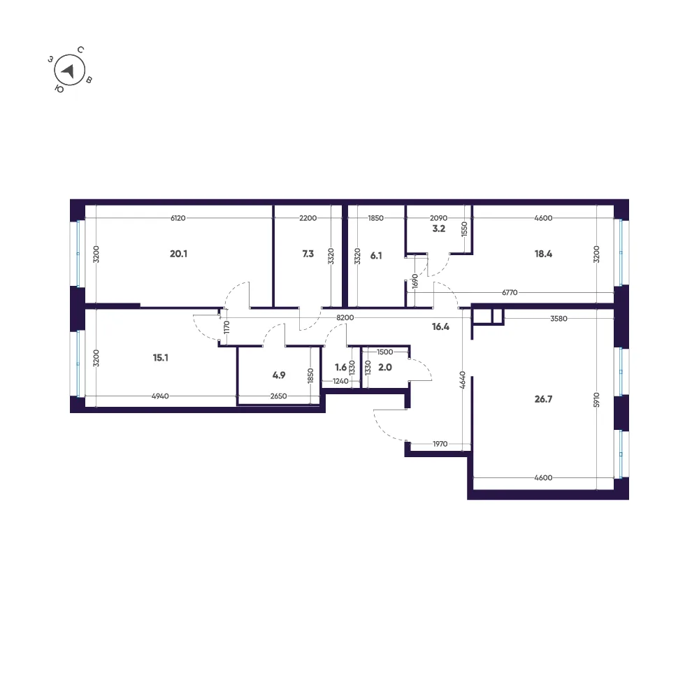 Планировка: Трёхкомнатная квартира 122 м² в «ЛДМ»