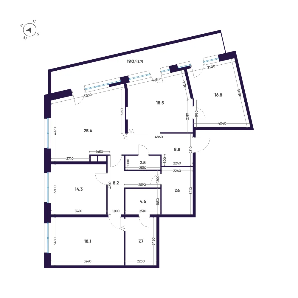 Планировка: Четырёхкомнатная квартира 138 м² в «ЛДМ»