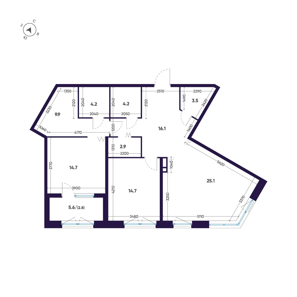 Планировка: Квартира 98 м² в «ЛДМ»