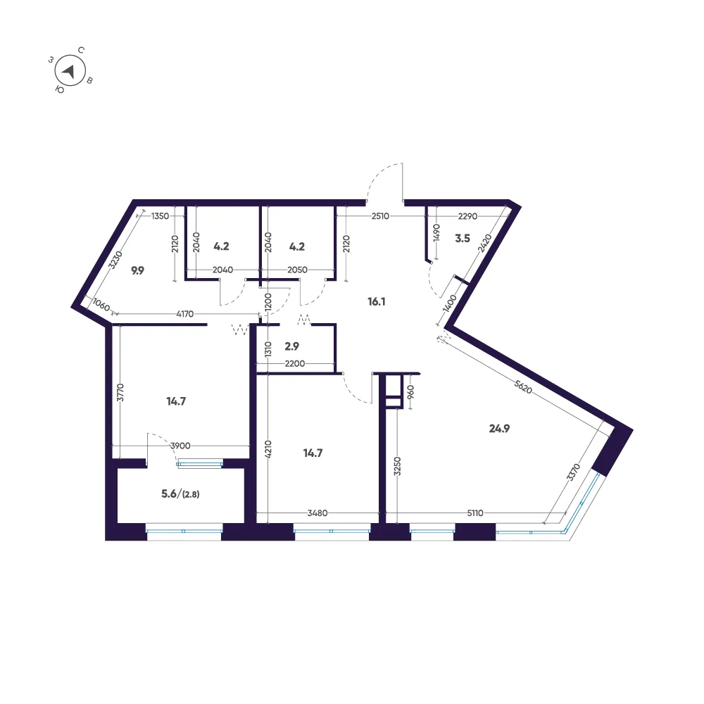 Планировка: Квартира 98 м² в «ЛДМ»