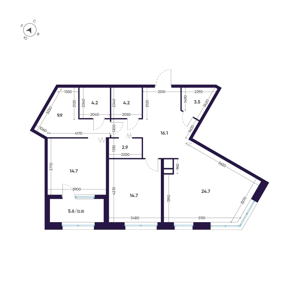 Планировка: Квартира 98 м² в «ЛДМ»