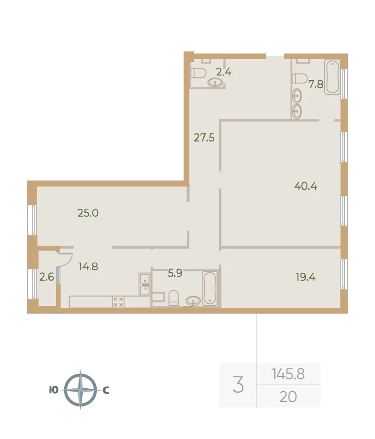 Планировка: Квартира 144 м² в «Neva Haus»