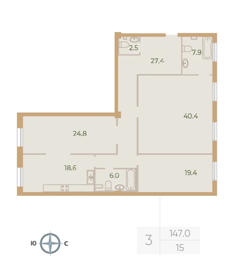 Планировка: Квартира 147 м² в «Neva Haus»