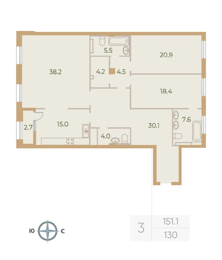 Планировка: Квартира 150 м² в «Neva Haus»