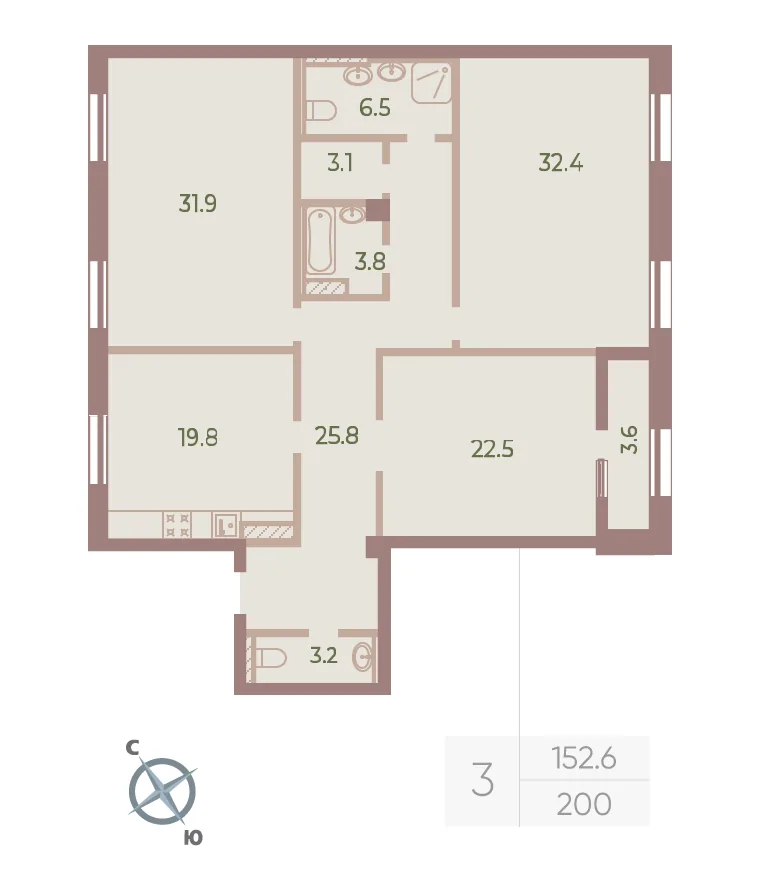 Планировка: Квартира 151 м² в «Neva Haus»