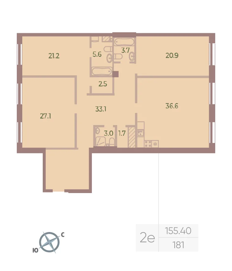 Планировка: Квартира 155 м² в «Neva Haus»