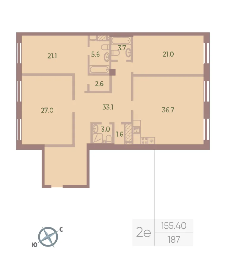 Планировка: Квартира 155 м² в «Neva Haus»