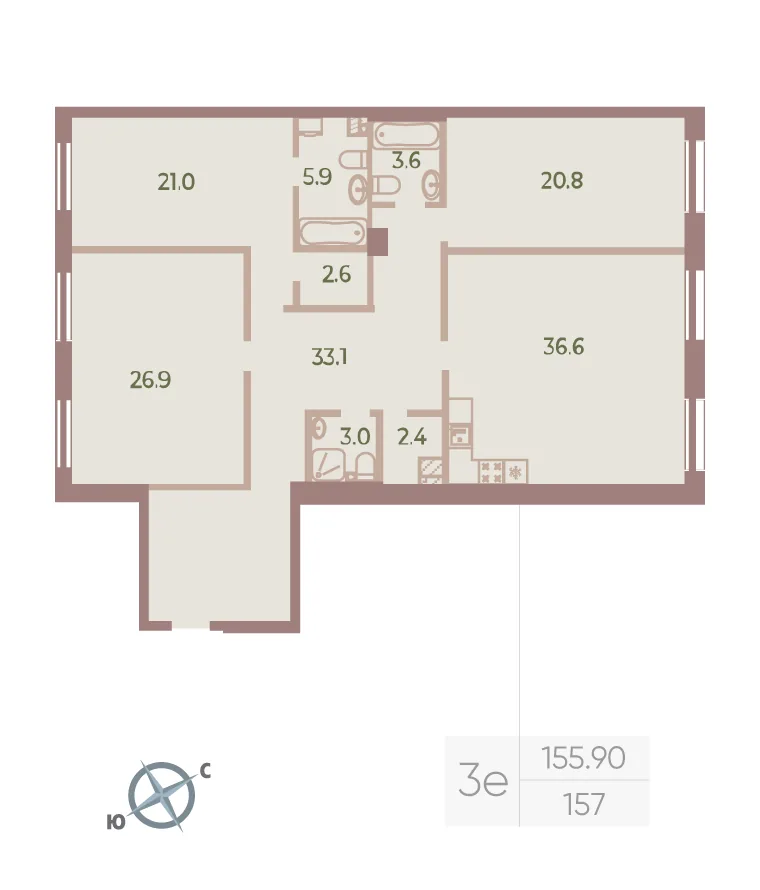Планировка: Квартира 156 м² в «Neva Haus»
