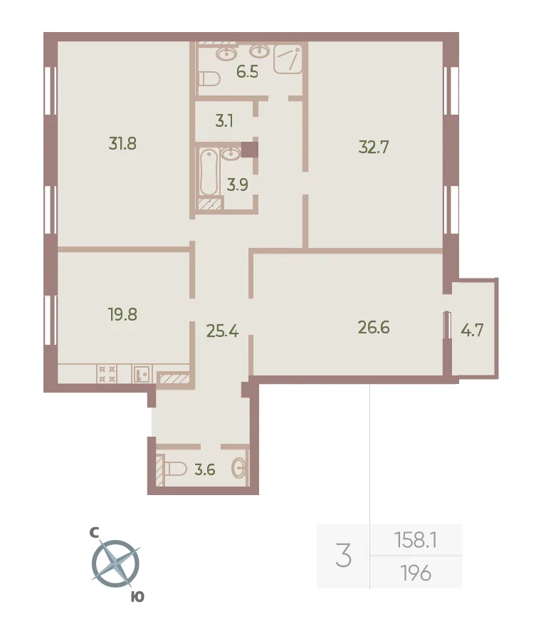 Планировка: Квартира 156 м² в «Neva Haus»