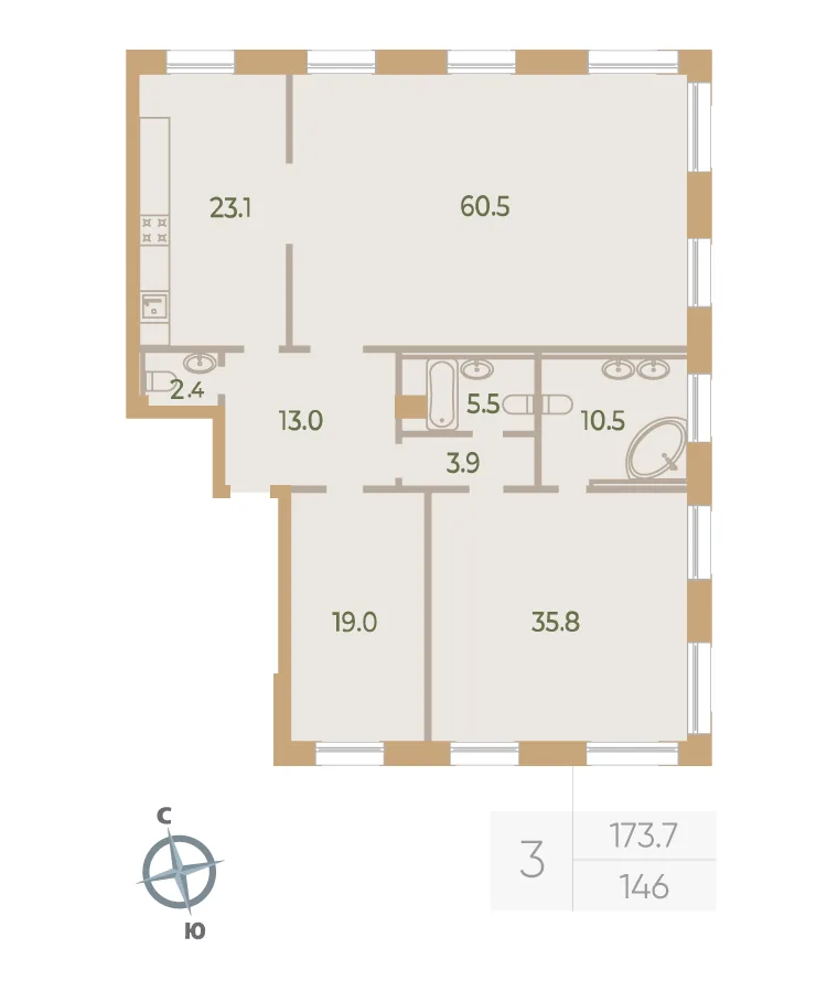 Планировка: Квартира 174 м² в «Neva Haus»