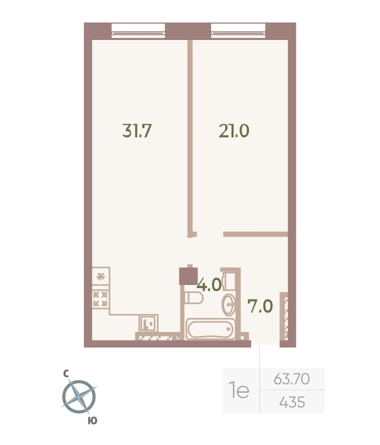 Планировка: Квартира 64 м² в «Neva Haus»