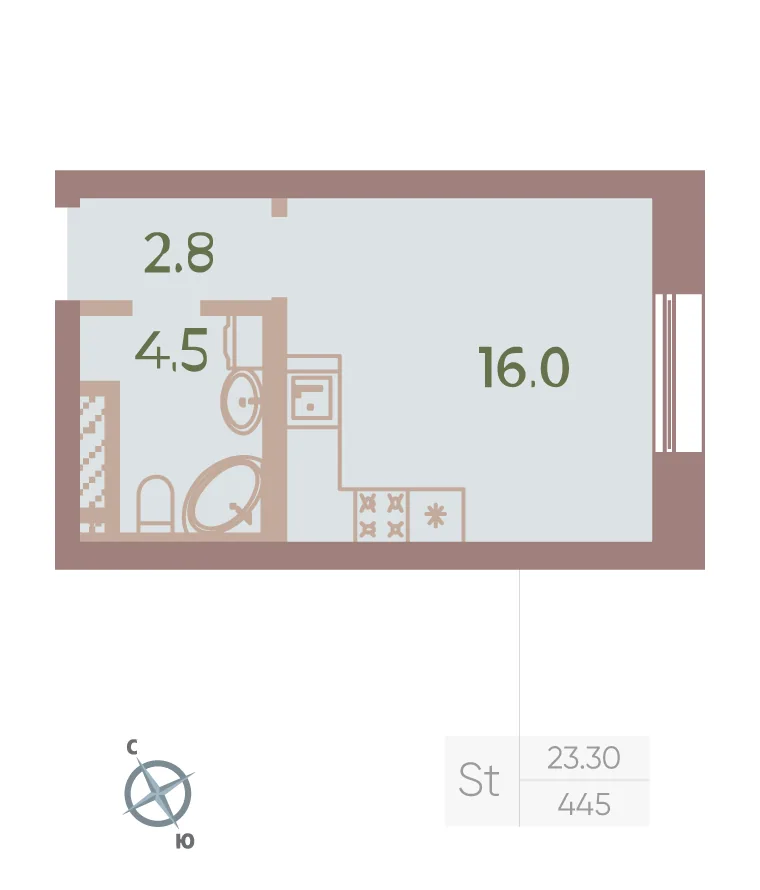 Планировка: Студия квартира 23 м² в «Neva Haus»