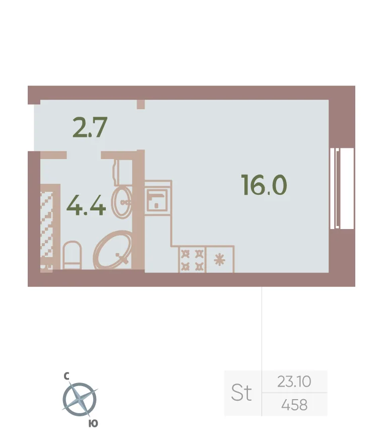 Планировка: Студия квартира 23 м² в «Neva Haus»